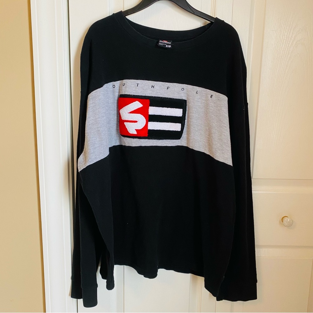 South Pole Raised Logo Black Henley 5X Y2K Style Casual Streetwear Big & Tall